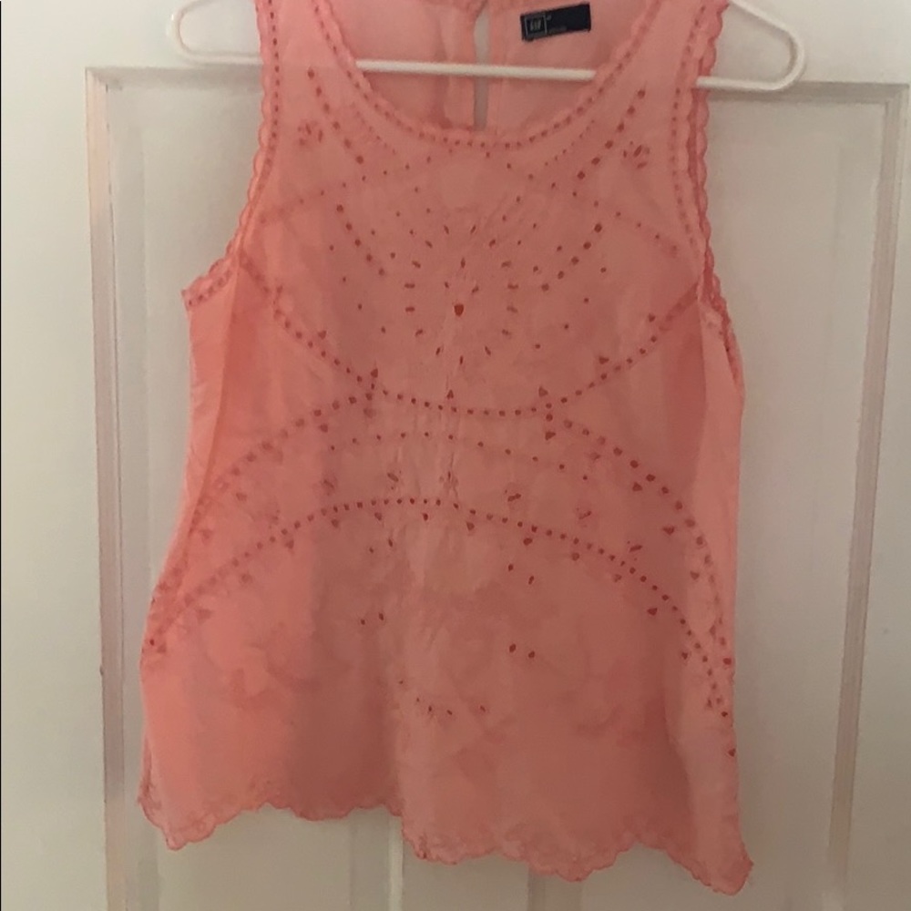 Gap pink eyelet sleeveless top size M